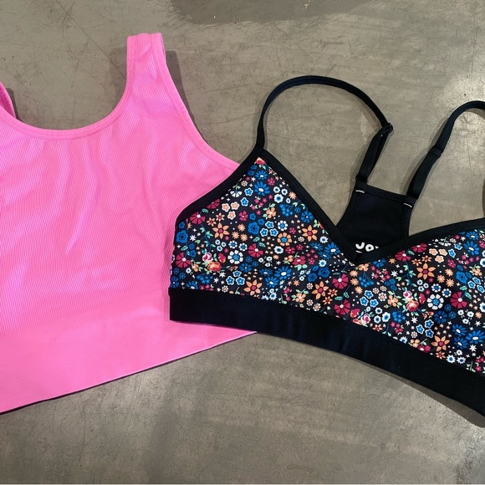 Two sports bras- NWOT( never worn)1 floral print by JOY LAB 🖤1 pink by COLSIE💗